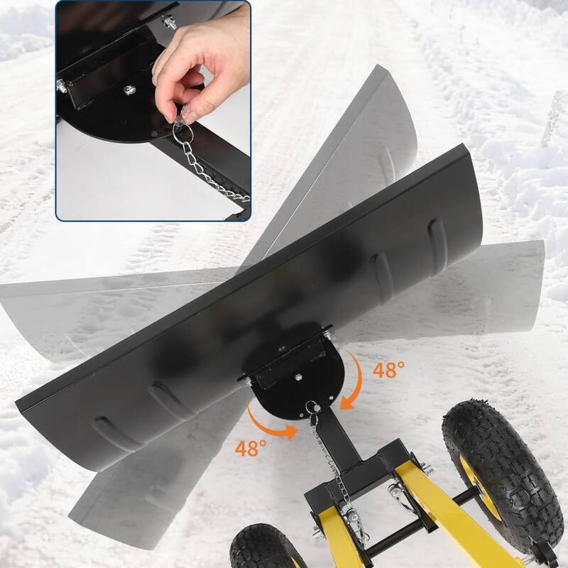 29.13x14 in Heavy Duty Rolling Snow Pusher Shovel for Driveway, Doorway, Sidewalk
