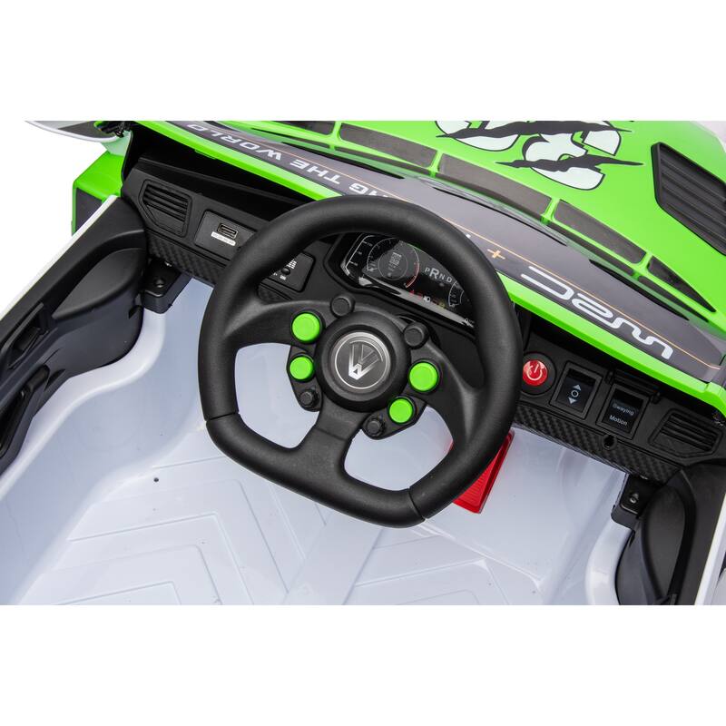 Electric Car for Kids with Seat Belts, Battery Powered Electric Car with Battery Display, Racing Car Toy with Bluetooth