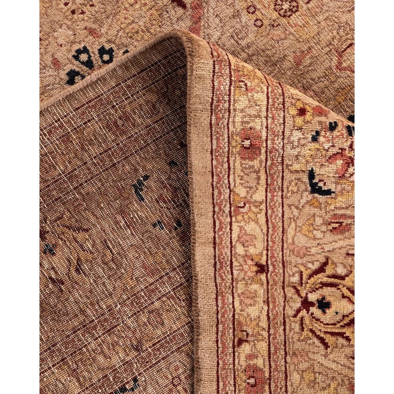 Overton Hand Knotted Wool Vintage Inspired Modern Contemporary Overdyed Beige Area Rug - 4' 1" x 6' 2"