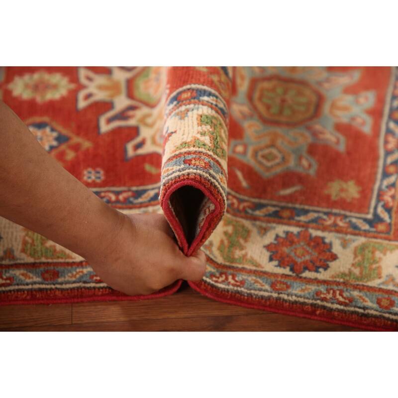 Geometric Kazak Oriental Accent Rug Handmade Traditional Wool Carpet - 2'7" x 4'0"