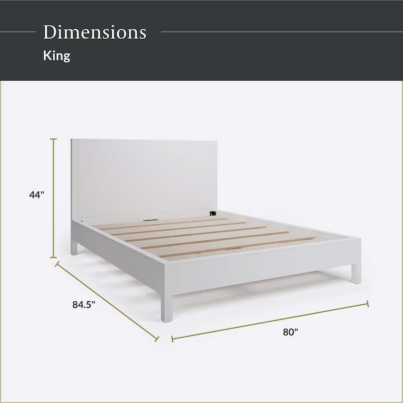 New Heights Renner Wood Platform Bed with Headboard