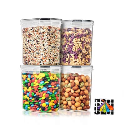 Sorbus Airtight Food Storage Containers with Locking Lids, Measuring Spoons & Labels -4 Pack (1.6L/54.10 Oz)
