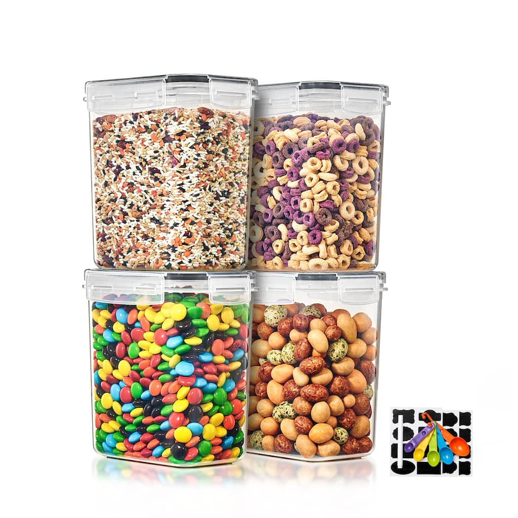 Sorbus Airtight Food Storage Containers with Locking Lids, Measuring Spoons & Labels -4 Pack (1.6L/54.10 Oz)