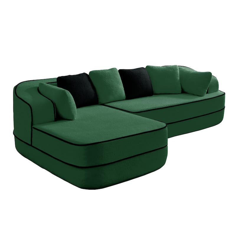 GDF Studio - Beckley 160" Modern Teddy Upholstered Boneless Sofa with Left L-Shaped Chaise, Contrast Color Design