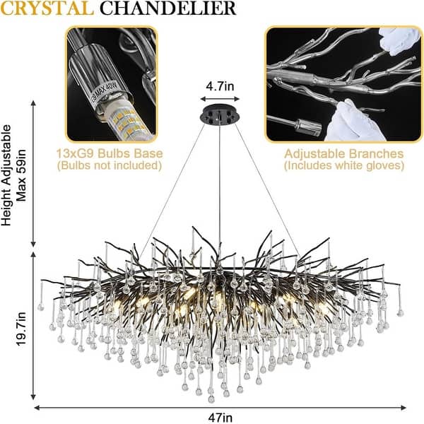 dimension image slide 1 of 2, KAYLA Modern Indoor Crystal Chandelier