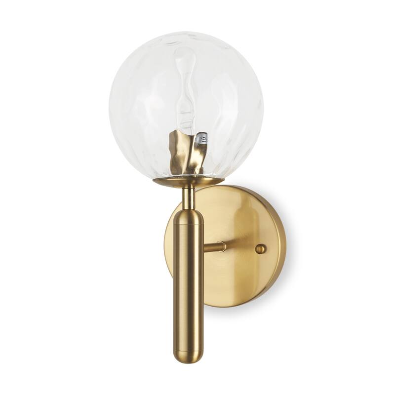 Britton Gold Metal w/ Clear Glass Globe 1-Light Wall Sconce - 5.9L x 5.9W x 12.6H