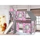 preview thumbnail 108 of 117, JACKPOT Prince & Princess Low Loft Twin Bed, Ladder Slide Tent & Tower Grey with Pink Camo Tent