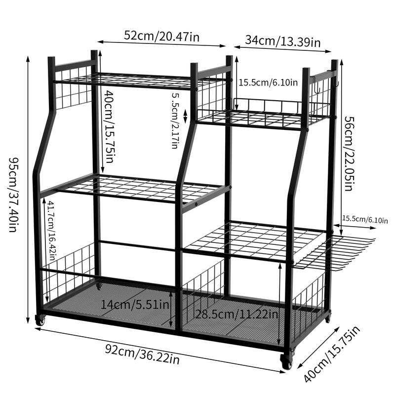 Garden Tool Organizer Stand Organization Yard Tool Racks with wheels