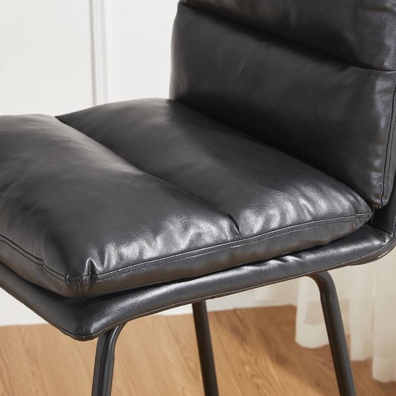Glitzhome Set of 2 Modern Faux Leather Soft Springy Metal Legs Counter or Bar Stools