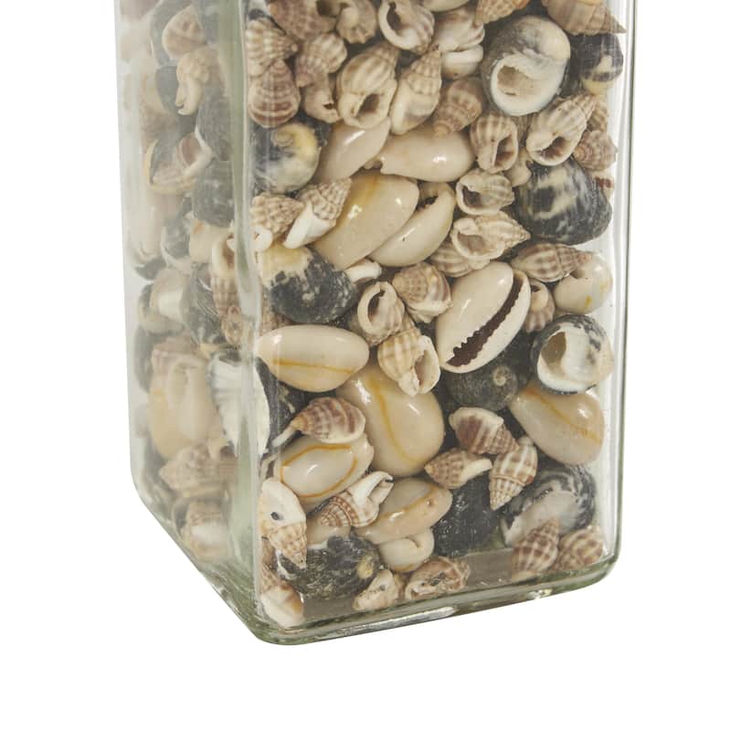 Glass Orbs & Vase Filler with Seashells and Jute Rope Accents - Set of 3 Clear - Roche River Decor - 3"W x 3"L x 8"H