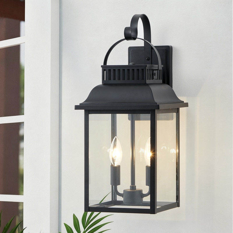 KAWOTI Traditional Outdoor Wall Sconce Black - W8.875" x D9.75" x H19.75"