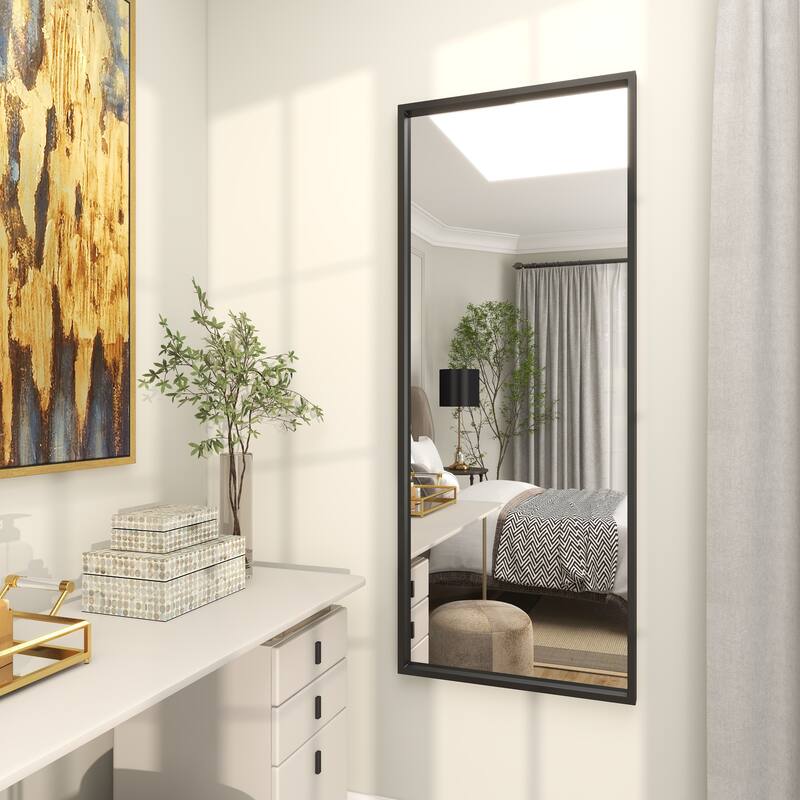 Metal Tall Floor Mirror - Black - Roche River Decor