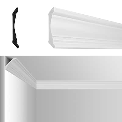 Art3d 96'' x 3.7''White Wall Top Corner Crown Molding, Wall Top Corner Trim Panel, 4-Piece Set
