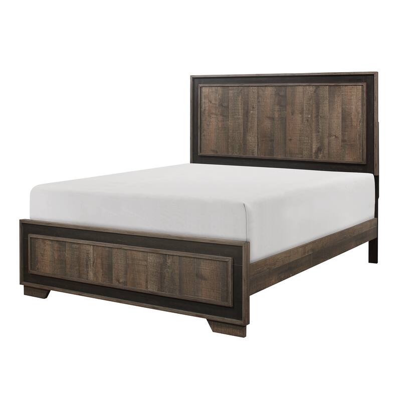 Queen Size Modern Two-Tone Bed with Headboard and Footboard