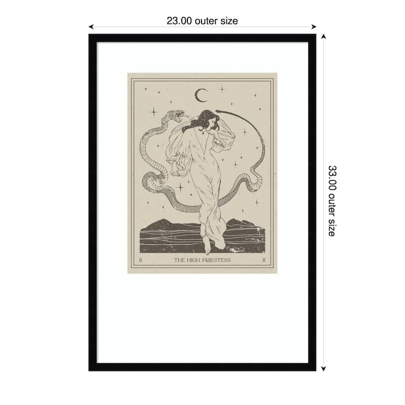 The High Priestess by Nktn Wood Framed Wall Art Print - Black - 23 x 33 in
