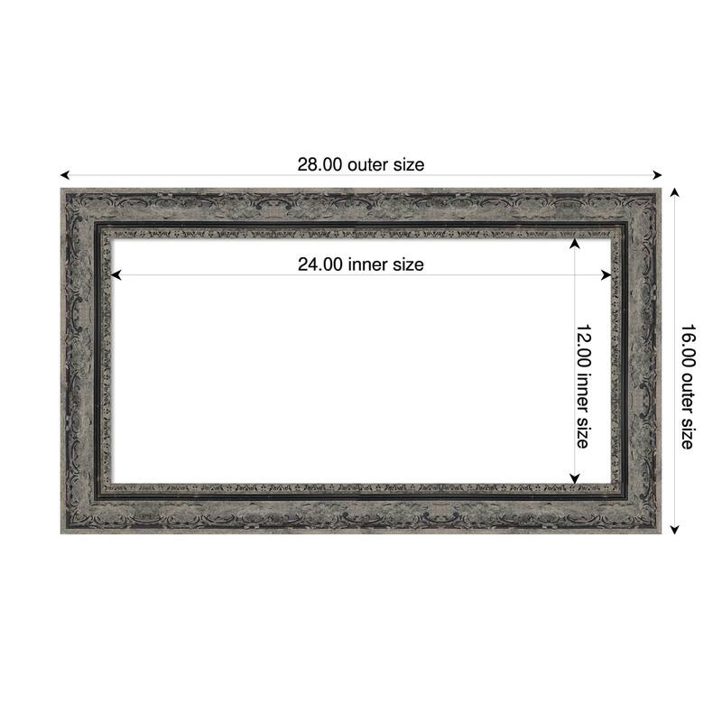 Filigree Framed Dry Erase Magnetic Board - 28 x 16 in - Filigree Matte Black