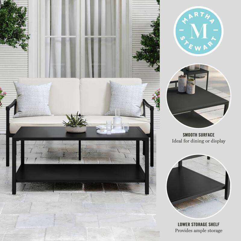Martha Stewart All-Weather Steel Patio Outdoor Coffee Table - 26"W x 43.25"D x 18"H