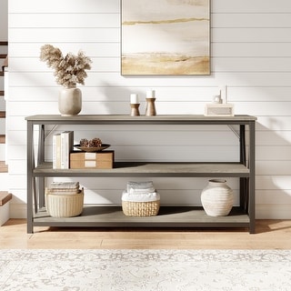 30 Inch Console Table, 3-Tier Entryway Table with Open Shelves ...