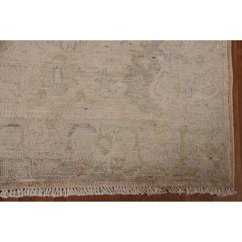 Floral Oushak Turkish Runner Rug Hand-knotted Wool Carpet - 3'1"x 9'10"