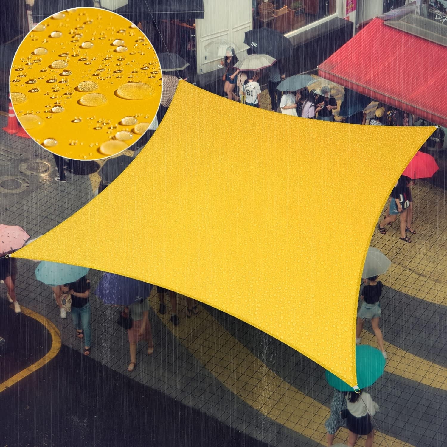 8' x 12' Yellow Rectangle Waterproof Sun Shade Sail with UPF50+, 98% UV Blockage, for Backyard Patio Garden