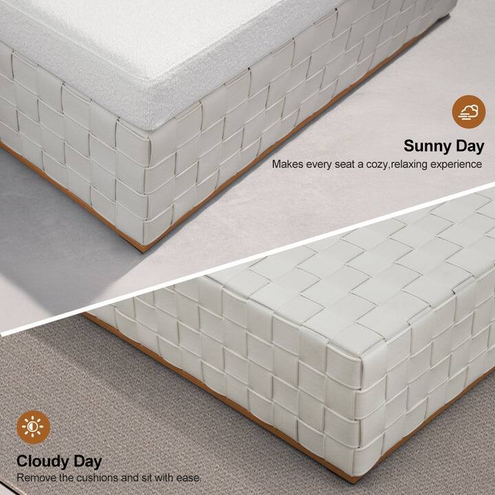 PURPLE LEAF GLFSF U-Shaped White sofa Outdoor Couch for Yard Porch Deck Patio Conversation Sets