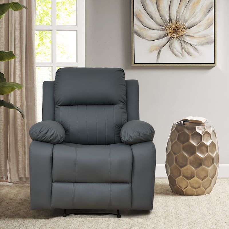 Faux Leather Recliner - Dark Grey