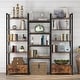 preview thumbnail 4 of 13, Triple Wide 5-Tier Bookshelf with 2 Drawers, Rustic Etagere Book Shelves Display Shelf for Home Office