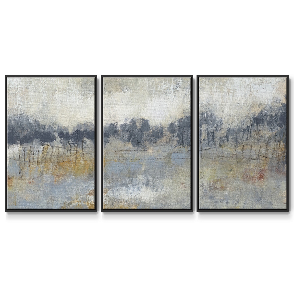 Cool Grey Horizon II - Multi Piece Framed Canvas