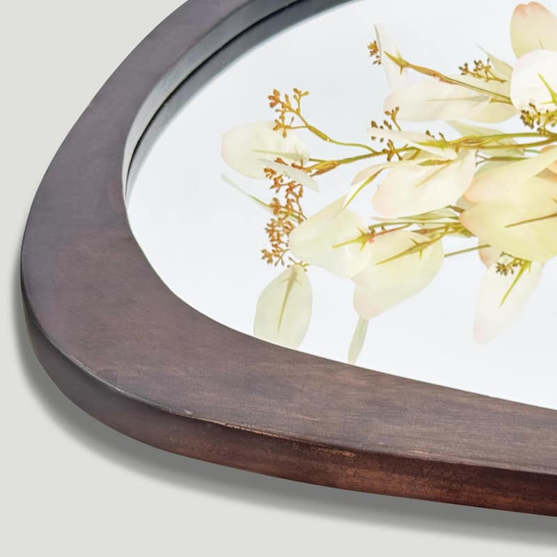 28/35''Modern Irregular Wall Mirror Black Walnut Wood Frame Accent Mirror