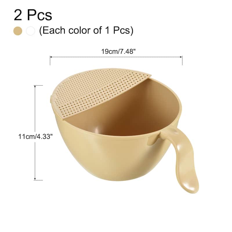 Rice Washing Bowl Fruit Vegetable Colander Drain Basket 2PCS - 23.5 x 19 x 11cm