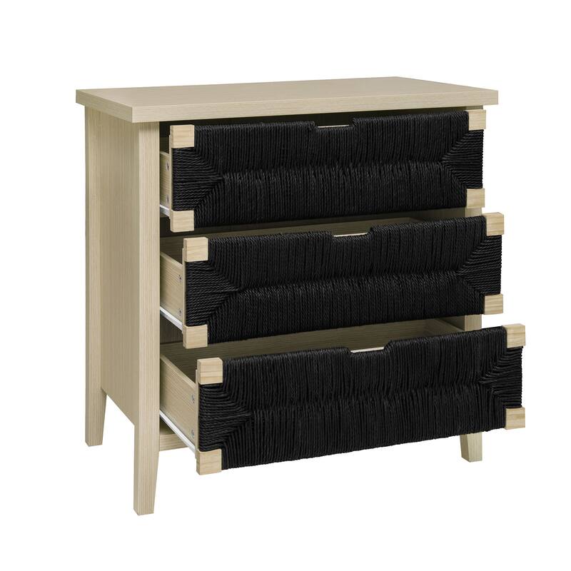 GDFStudio - Modern Woven Rope Drawer Buffet Sideboard with Adjustable Shelves