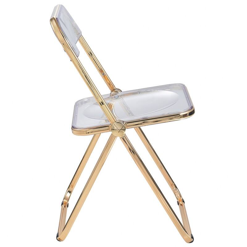 Lawrence Modern Foldable Transparent Acrylic Gold Chrome Folding Chair for Multipurpose Spaces Set of 4 - 30"