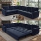 preview thumbnail 77 of 109, Homy Casa Chenille Sleeper Sectional Sofa with Pull-Out Bed