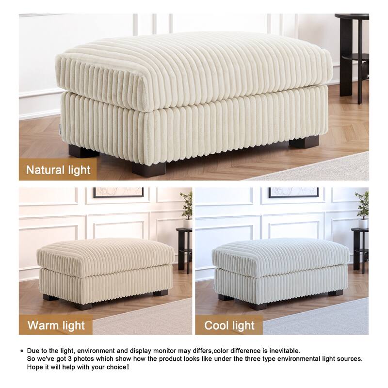 40" W Oversized Rectangle Plush Corduroy Ottoman