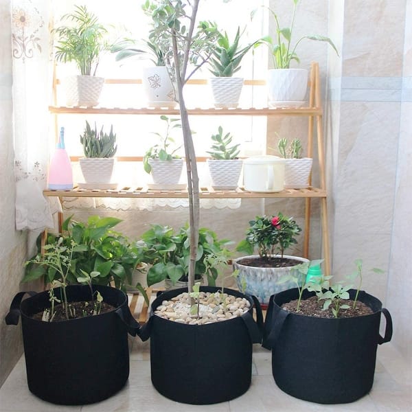 5Pack Grow Bags Garden Heavy Duty Non-Woven Aeration Plant Fabric Pot Container