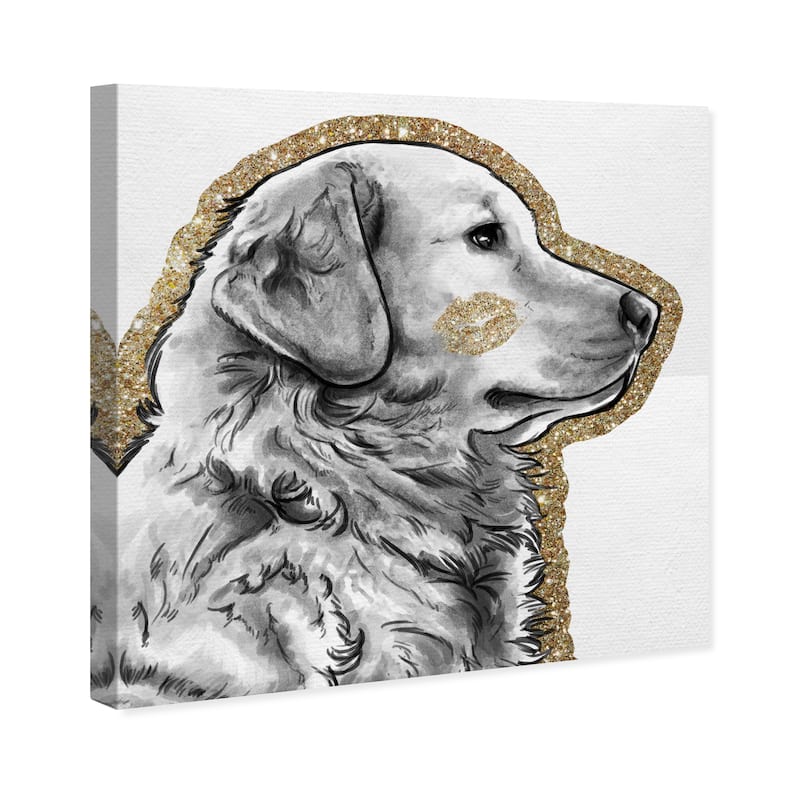 Wynwood Studio Canvas Fashion and Glam Kissing the Gold Gray and Light Gray Glam Wall Art Canvas Print