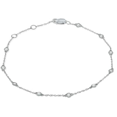 Marquee 1/4 Carat TW Bezel Set Genuine Diamond Station Bracelet in 14K White Gold