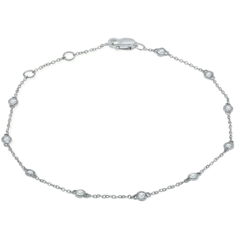Marquee 1/4 Carat TW Bezel Set Genuine Diamond Station Bracelet in 14K White Gold