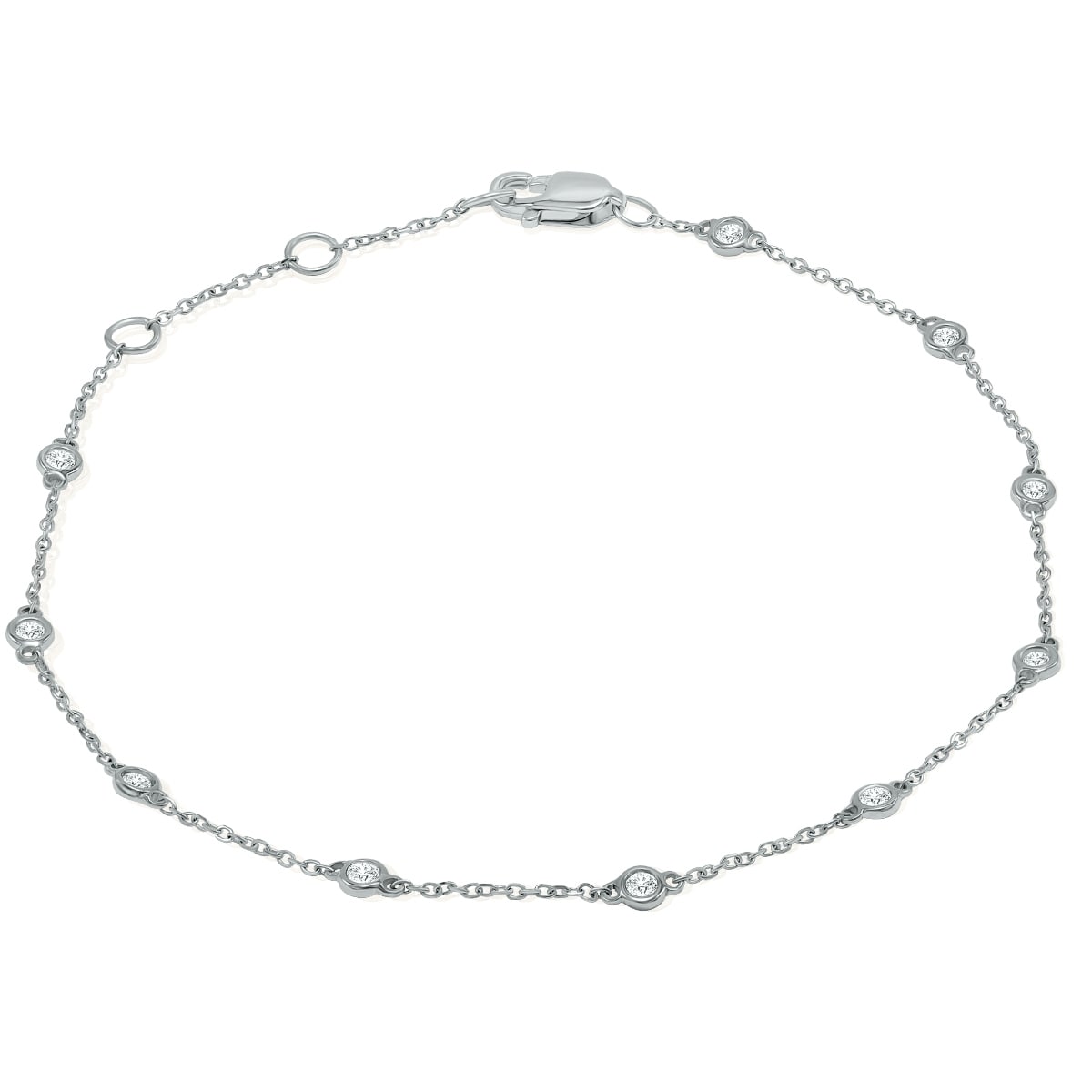 Marquee 1/4 Carat TW Bezel Set Genuine Diamond Station Bracelet in 14K White Gold