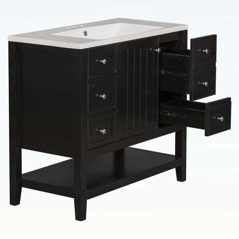 Bathroom Vanity with Sink,Cabinet,and Drawers,Open Shelf