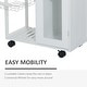 preview thumbnail 6 of 8, HOMCOM 28” Rolling Kitchen Trolley Serving Cart Storage Cabinet Bamboo Top with Wire Basket & Glass Door & Drawers - White