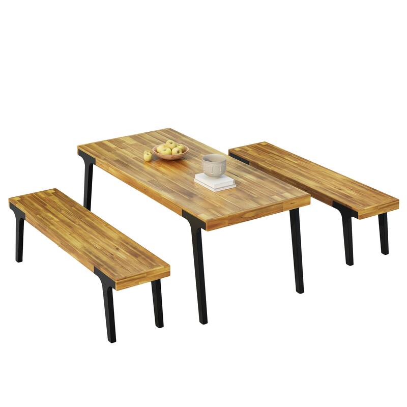 Harper Outdoor Modern Industrial Acacia Wood 3-piece Dining Set by Christopher Knight Home