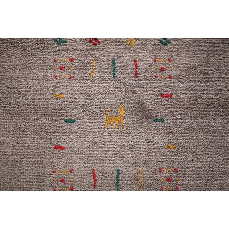 Earth Tone Striped Gabbeh Indian Area Rug Handmade Wool Carpet - 7'10" X 9'8"