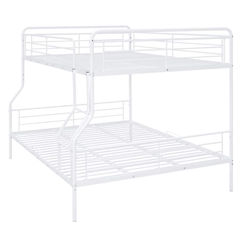 Full XL Over Queen Metal Bed Frame Heavy-Duty Bunk Bed, Convertible