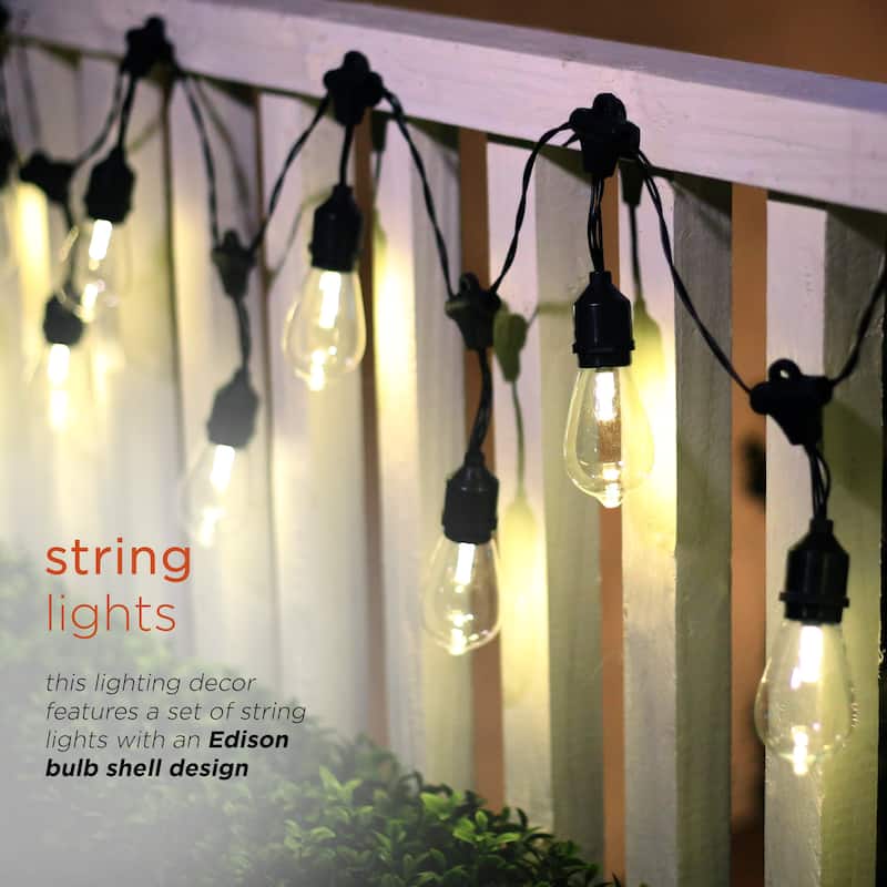 Alpine Corporation 93"L Indoor/Outdoor 10 Edison Bulb Hanging String Lights with Timer