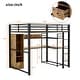 preview thumbnail 4 of 8, Teens Full Size Loft Bed with Built-in Desk and Wardrobe, Black Metal Loft Bed Frame with Storage Shelves & Drawers for Kids