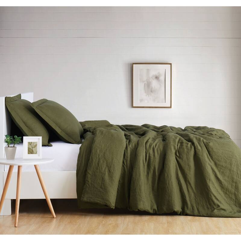 Brooklyn Loom Natural Flax Linen 3-piece Duvet Cover Set