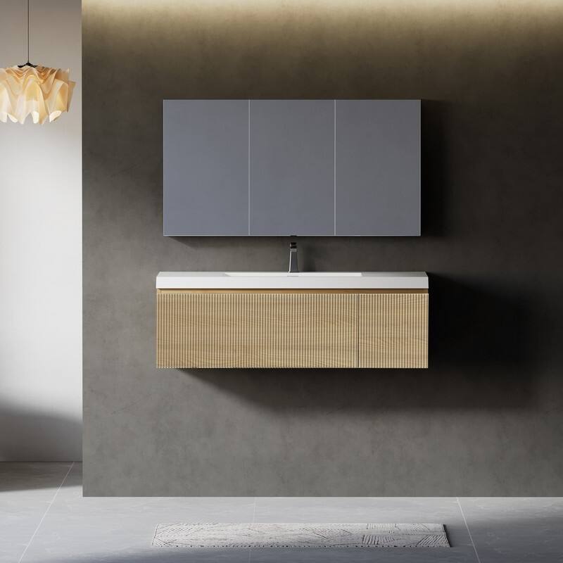ABRUZZO Floating Vanity with Integrated Top Sink Soft-Close Wall-Mount Bathroom Cabinet