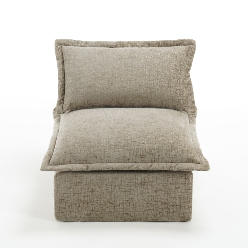 32"W Chenille Upholstered No Assembly Armless Accent Chair