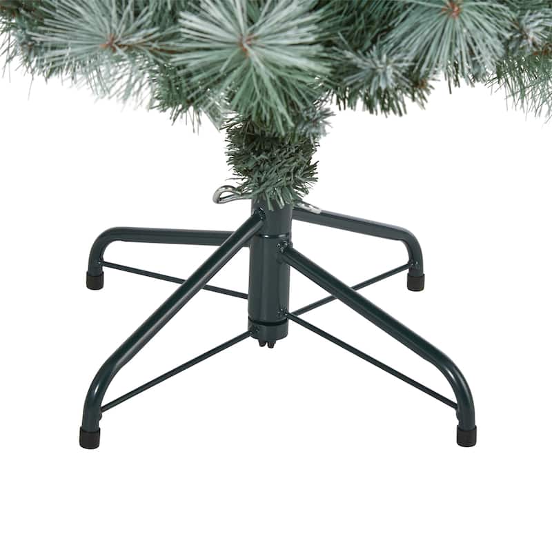 4ft. Frosted Tip Pine Artificial Christmas Tree with 100 Clear Lights, Cones & 228 Branches - Petite Winter X-Mas Accent